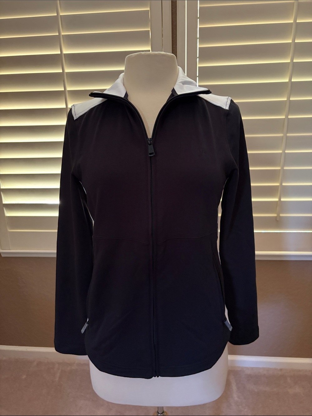 Ralph Lauren Black Full-Zip Jacket with White Trim NWT size M